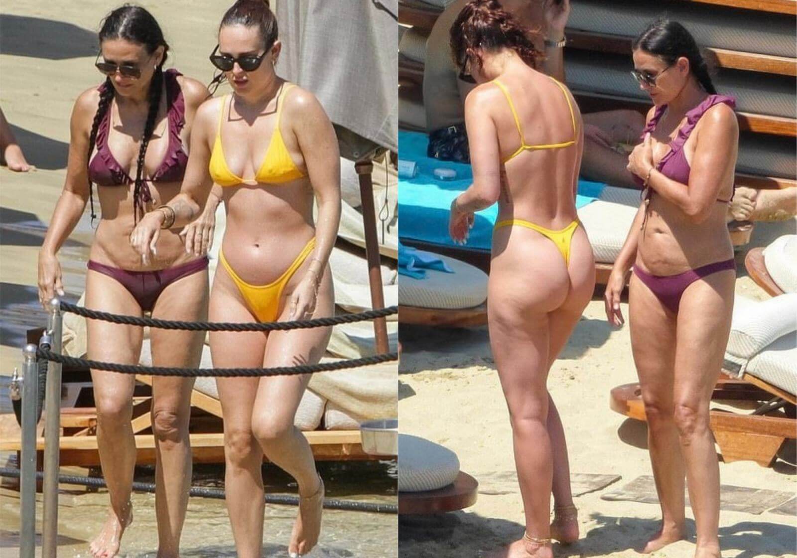 Благодаря стараниям пластических хирургов Деми Мур не стесняется ходить в бикини и мини-юбках в свои 60 лет