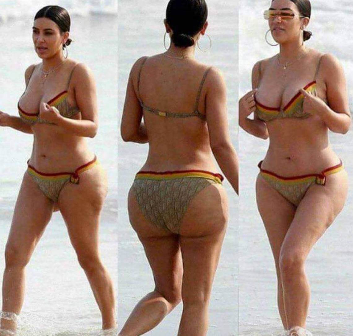 Ягодицы Ким Кардашьян без фотошопа