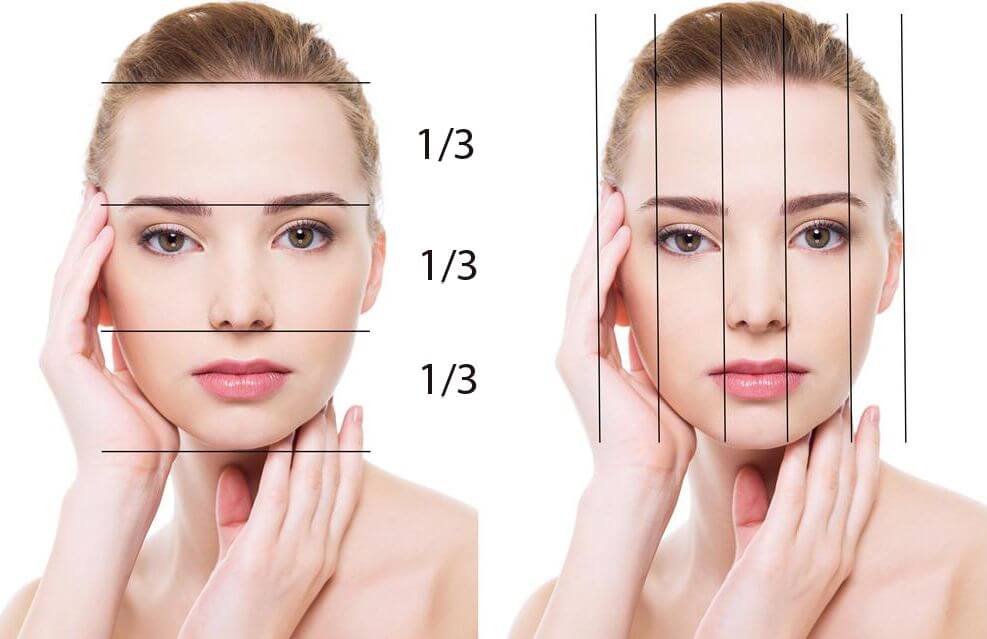 Высота идеального лба – примерно 1/3 от размера лица
