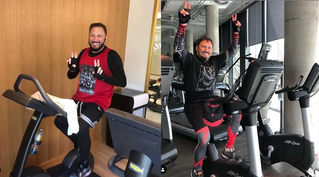Стас Михайлов на велотренажере